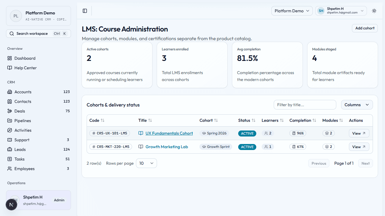 LMS course administration