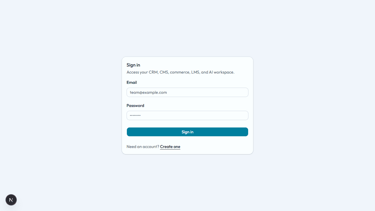 Sign-in page with email and password fields